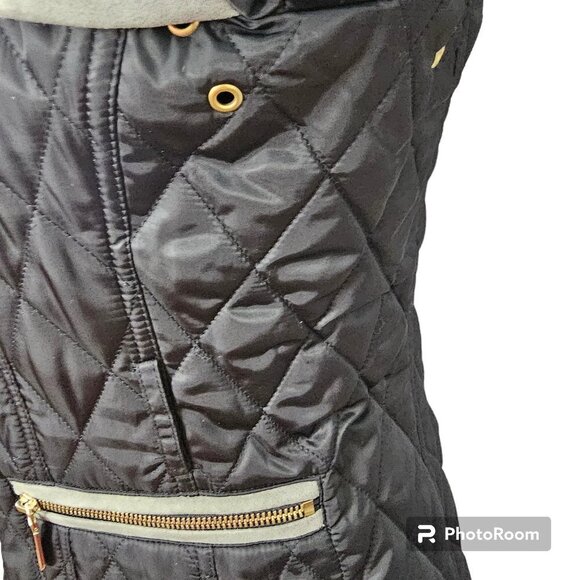 VINCE CAMUTO Quilted Faux Suede Trim Black Field Equestrian Jacket - Picture 8 of 16